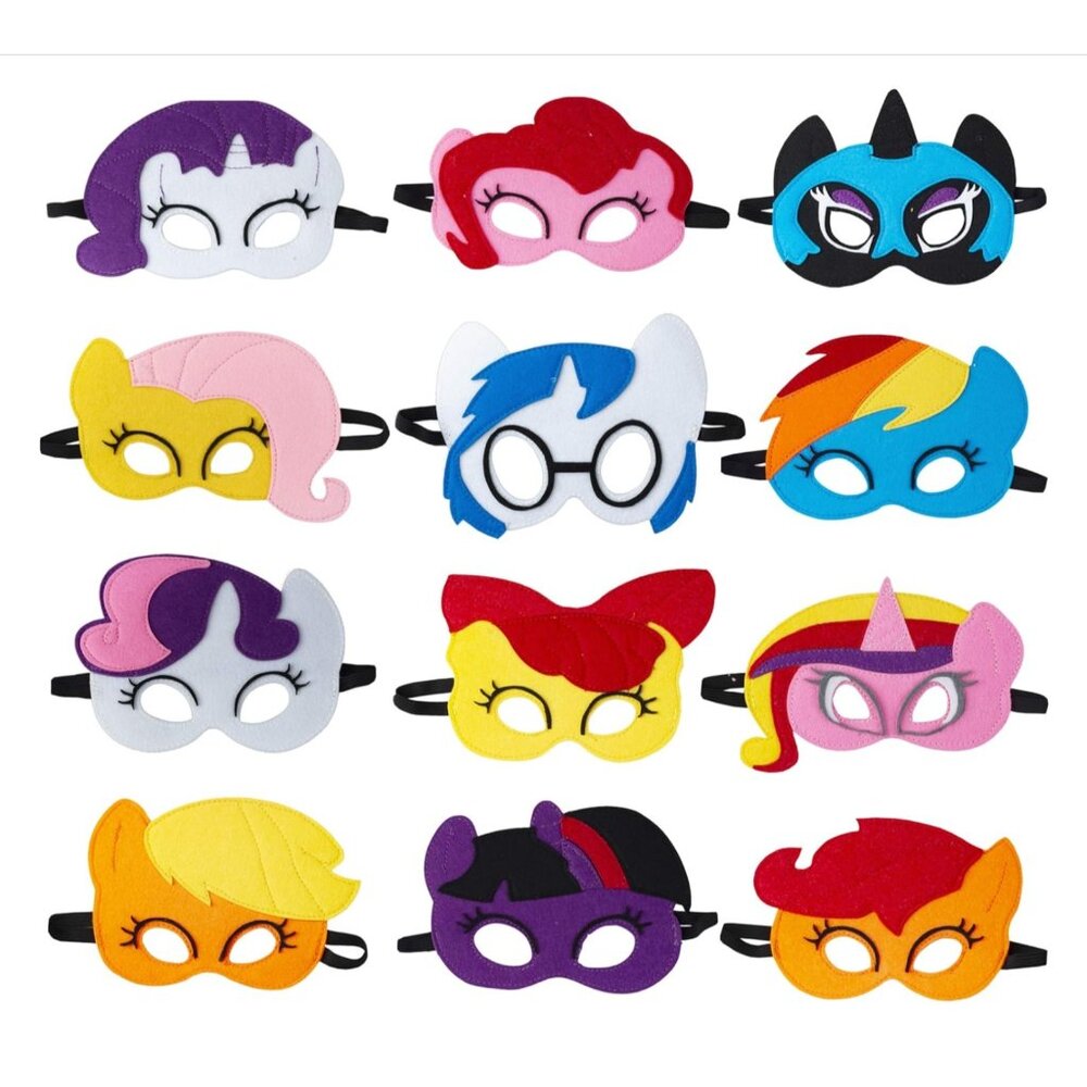 12 pack TEEHOME My Pony Masks for Little Girls Birthday Party Favors Felt